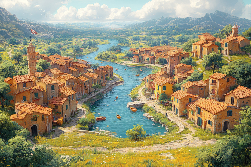 Casa entre cipreses